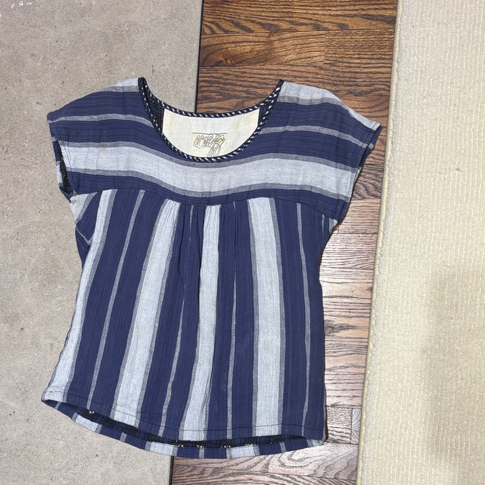 Ace & Jig Blue and Gray Striped Blouse